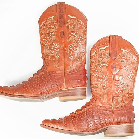 Borrego Caiman Belly Cowboy Boots MX 25.5 / US 8.5 Exotic Western VGUC - Picture 6 of 16
